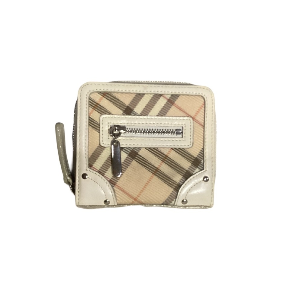 SOLD…..Burberry Blue Label Nova Check Bicolor Canvas/ Patton Leather Mini Wallet - Picture 1 of 15